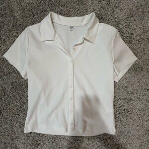 Uniqlo Cream Button-Down Shirt
